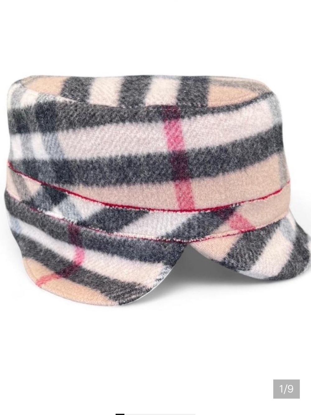 Burberry Kids Nova Check Newsboy Wool Hat Size 50 1-2 year old